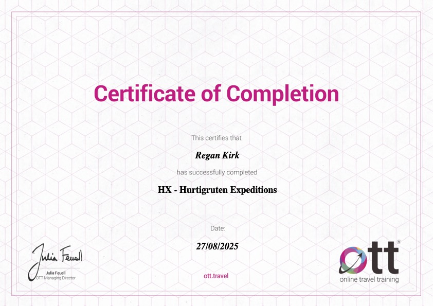 HX Expeditions certificate