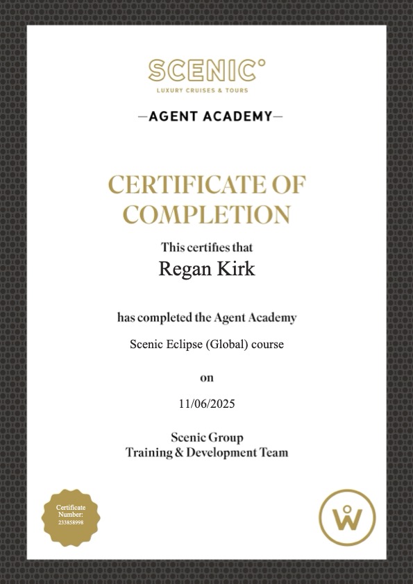 Scenic certificate