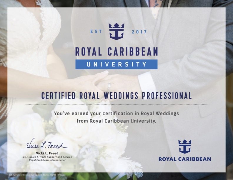 Weddings with Royal Caribbean certificate