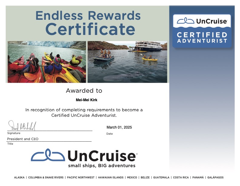 Uncruise certificate