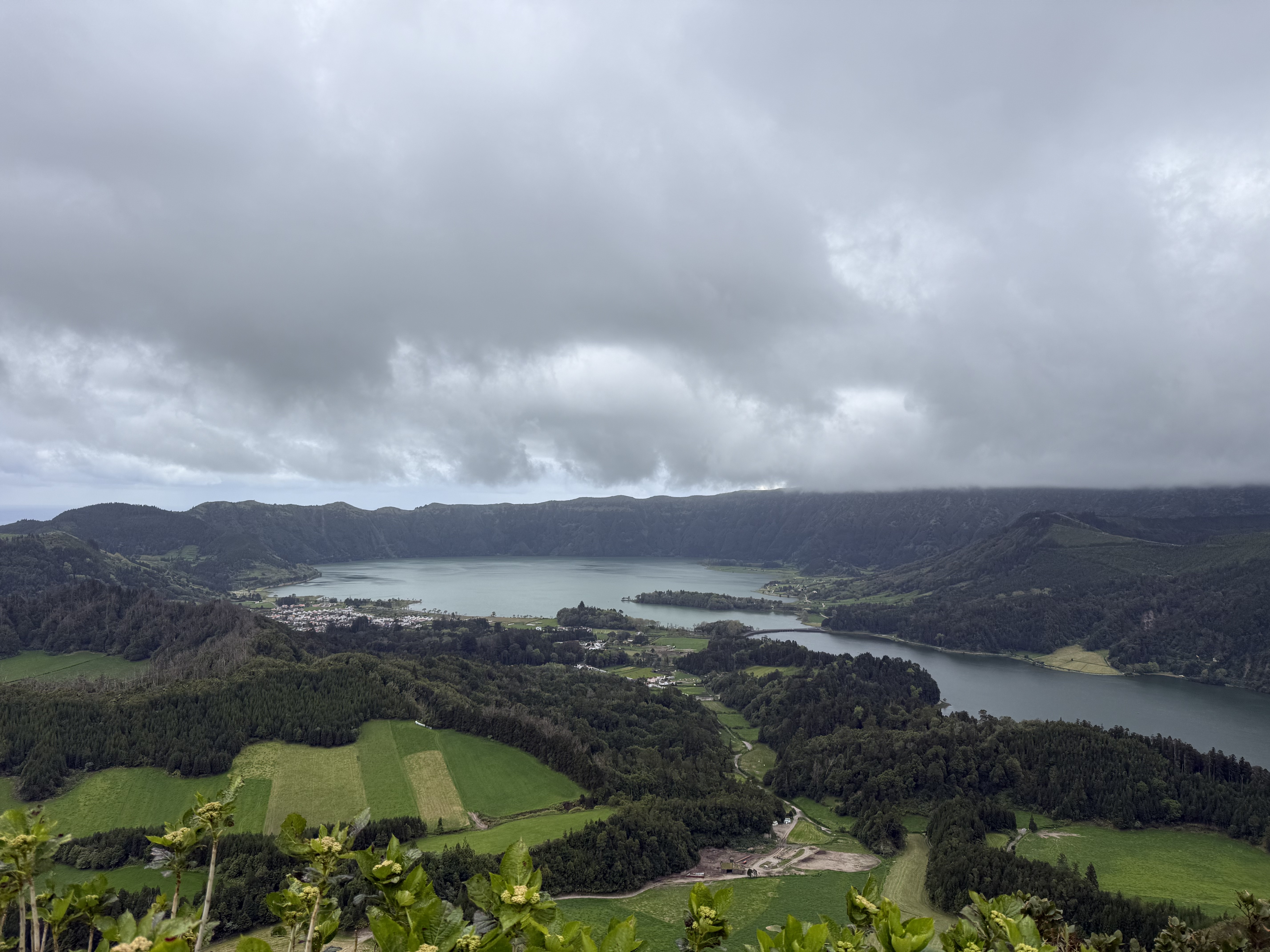 Twin lakes in a caldera on Saõ Miguel