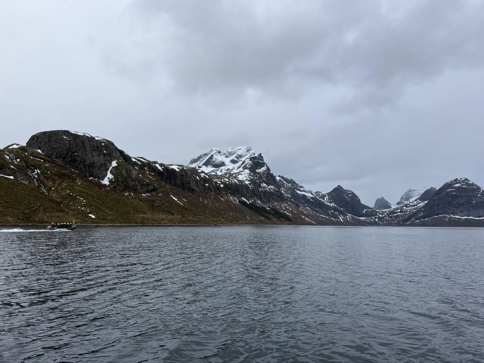 A zodiac out among the fjords